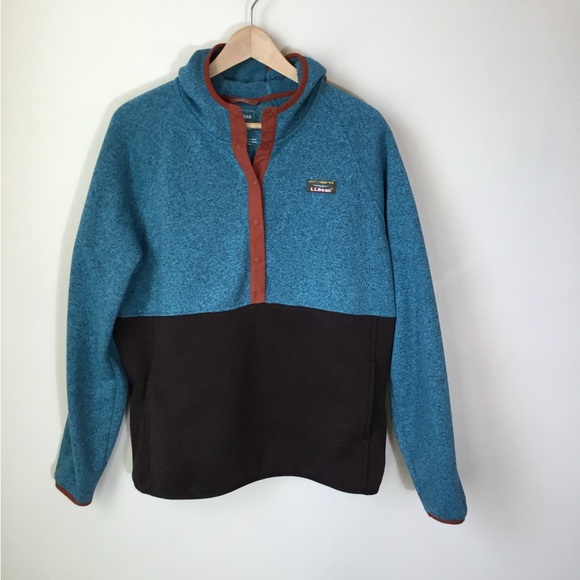 LLBean 1/2 Snap Hooded Fleece - Picture 1 of 6